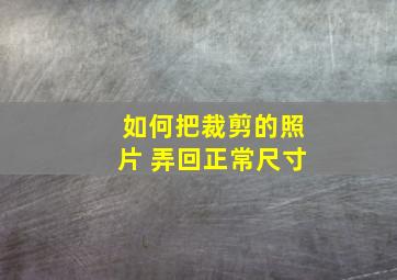 如何把裁剪的照片 弄回正常尺寸